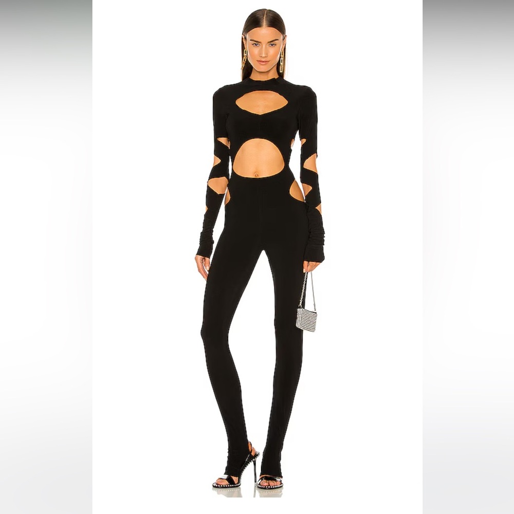 NEW WITH TAGS Norma Kamali Long Sleeve Aztec Catsuit in Black 🔥🔥 Size XXS